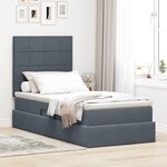 vidaXL Lit de rangement LED avec matelas Gris foncé 90 x 190 cm