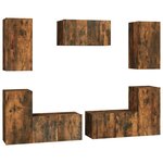 vidaXL Ensemble de meubles TV 7 Pièces Chêne fumé Bois d'ingénierie