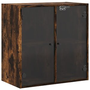 vidaXL Armoire murale avec portes en verre chêne fumé 68x37x68 5 cm