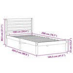 vidaXL Cadre de lit Marron 75 x 190 cm Bois massif en pin