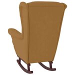 vidaXL Fauteuil à bascule à oreilles en velours marron bois massif