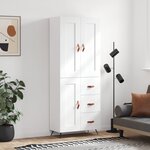 vidaXL Buffet haut Blanc 69 5x34x180 cm Bois d'ingénierie