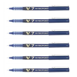 Stylo roller Hi-Tecpoint V7 Encre liquide Pointe moyenne Bleu x 6 PILOT