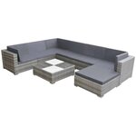 vidaXL Salon de jardin 8 Pièces avec coussins Résine tressée Gris