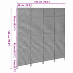 Paravent vidaXL 4 panneaux pliable gris 195x180 cm en poly rotin