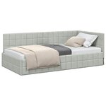 vidaXL Cadre de lit d'angle Gris clair 100 x 200 cm Velours