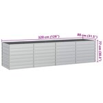 vidaXL Lit surélevé de jardin 320x80x77 cm Acier galvanisé Argenté