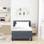 vidaXL Lit à ressorts avec tête de lit Gris foncé 90 x 190 cm Velours