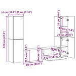 vidaXL Ensemble meuble TV 6 Pièces Gris béton Bois d'ingénierie