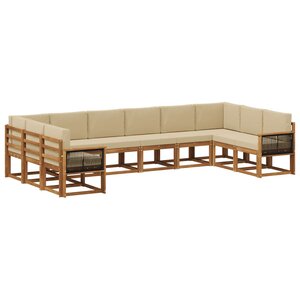 vidaXL Ensemble de canapés d'extérieur 10 pc Naturel et Beige