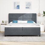 Lit Box Spring vidaXL avec Matelas Gris Foncé 200x200 cm Velours
