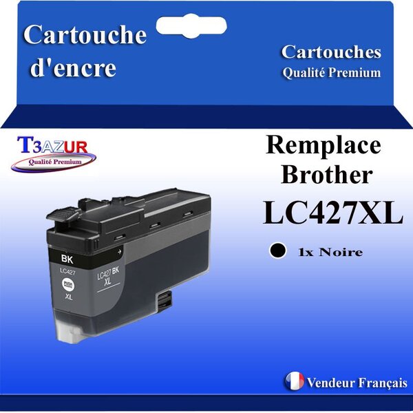 T3AZUR- Cartouche compatible avec Brother LC427 XL pour Brother MFC-J5955DW  MFC-J6950  MFC-J6955DW Noire