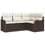 vidaXL Ensemble de canapé de jardin 4 Pièces Marron Poly rotin