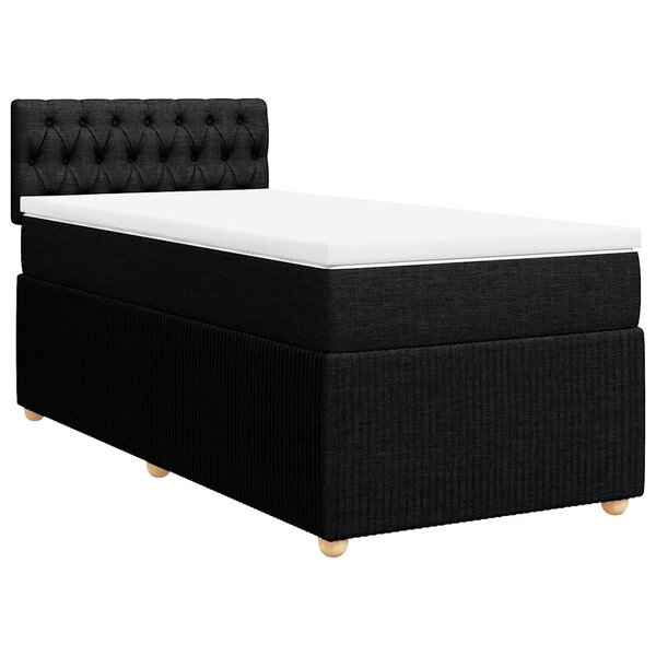 vidaXL Sommier à lattes de lit et matelas Noir 80x200 cm Tissu