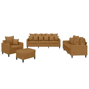 vidaXL Ensemble de canapés 4 Pièces avec coussins Marron Velours