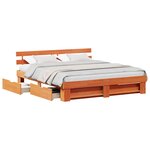 vidaXL Cadre de lit avec tête de lit Brun cire 200 x 200 cm Pin massif