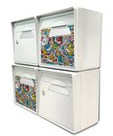 Pack de 4 boîtes aux lettres murales - 2x "The Maniac World" SKWAK - 2x "Blanc ivoire"