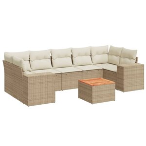 vidaXL Salon de jardin avec coussins 8 Pièces beige résine tressée