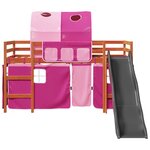vidaXL Lit mezzanine enfants avec tunnel rose 80x200cm bois pin massif