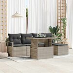vidaXL Ensemble de canapé de jardin 6 Pièces Gris clair Poly rotin