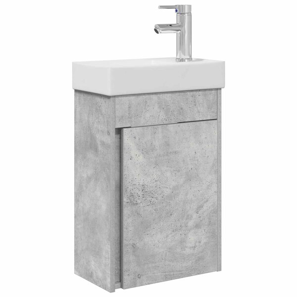 vidaXL Meuble de salle de bain avec robinet Gris béton