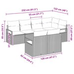 Ensemble de Canapés de Jardin 7 pièces vidaXL avec Coussins Beige en Poly Rattan