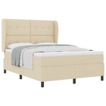 vidaXL Lit à ressorts avec matelas Crème 160 x 200 cm tissu