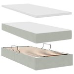 vidaXL Lit de Rangement avec matelas Gris clair 180 x 200 cm Velours