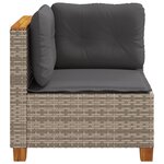 vidaXL Canapé d'angle de jardin avec coussins gris résine tressée