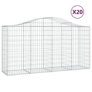 vidaXL Paniers à gabions arqués 20 Pièces 200x50x100/120 cm fer galvanisé