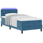 vidaXL Lit à ressort LED avec matelas Bleu foncé 90 x 200 cm Velours