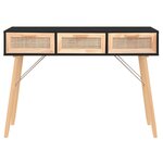 vidaXL Table console Noir 105x30x75 cm Bois massif pin /rotin naturel