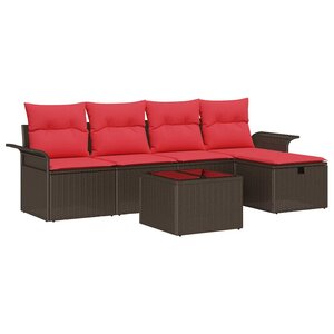 vidaXL Ensemble de canapé de jardin avec coussin 6 Pièces Poly rotin