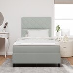 Lit à ressort vidaXL avec matelas en velours gris clair petit double