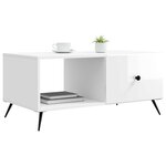 vidaXL Table basse Blanc brillant 90 x 50 x 40 cm Bois d'ingénierie