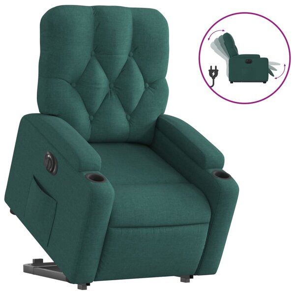 vidaXL Fauteuil inclinable électrique vert foncé tissu