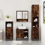 vidaXL Ensemble meubles salle de bain 4 Pièces chêne fumé bois ingénierie