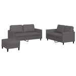 vidaXL Ensemble de canapés 3 Pièces avec coussins Gris Similicuir