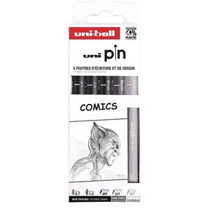 Feutre technique pin 'comics' pf set de 5 uni-ball