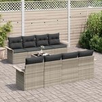 vidaXL Ensemble de canapé de jardin 9 Pièces Gris clair Poly rotin