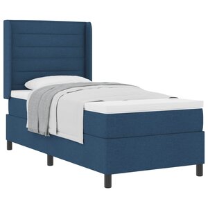 vidaXL Lit à ressorts avec matelas Bleu 200 x 90 cm tissu
