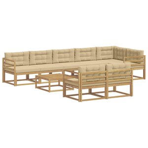 vidaXL Ensemble de canapés d'extérieur 9 pc Blanc et Beige Polyester