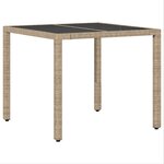 Ensemble de salle à manger de jardin 5 pièces avec coussins en poly rattan beige