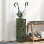vidaXL Porte-parapluies Vert Olive Métal Moyen Incrustations Décoratives