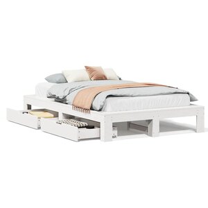 vidaXL Cadre de lit sans matelas blanc 120x190 cm bois de pin massif