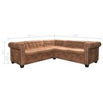 vidaXL Canapé d'angle Chesterfield 5 places en similicuir marron