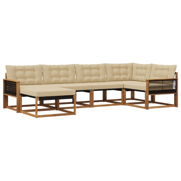 vidaXL Ensemble de canapés d'extérieur 6 Pièces Naturel et Beige