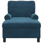 vidaXL Chaise longue avec coussin Bleu 91 x 157 x 91 cm Velours