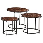 vidaXL Tables gigognes 3 Pièces bois massif de récupération