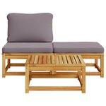 vidaXL Salon de jardin 3 Pièces avec coussins bois massif d'acacia